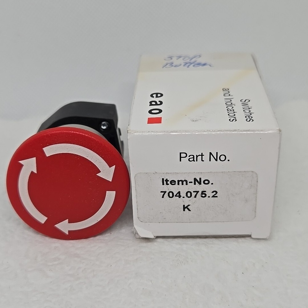 EAO 704.075.2 Emergency Stop Switch Button Red Twist Release NIB Switzerland